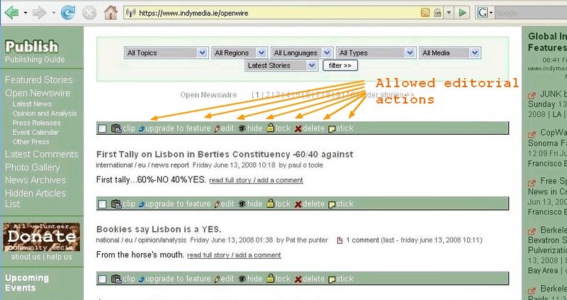 Fig 4.1: Editorial actions for Newswire